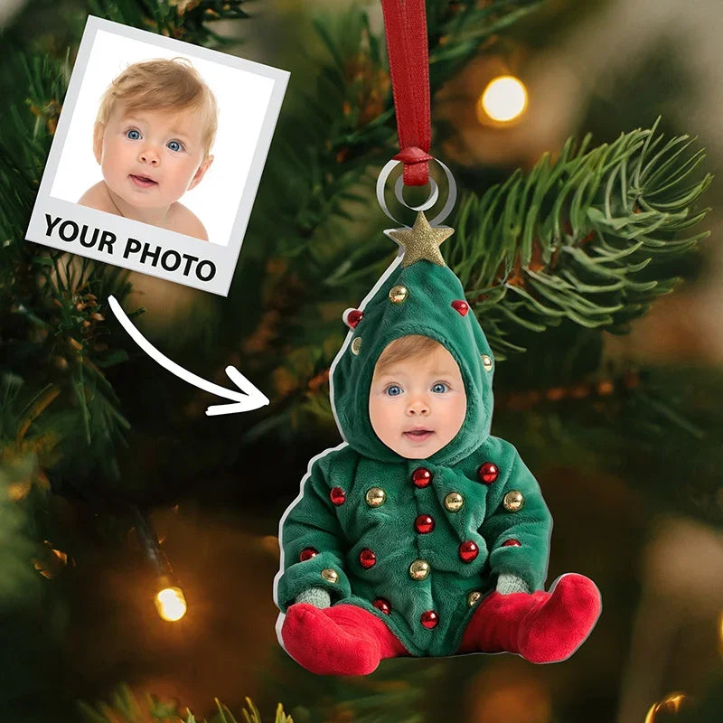 Custom Baby Face Ornament with Christmas Costumes - GiftShire