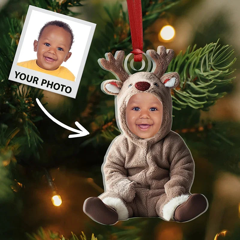 Custom Baby Face Ornament with Christmas Costumes - GiftShire