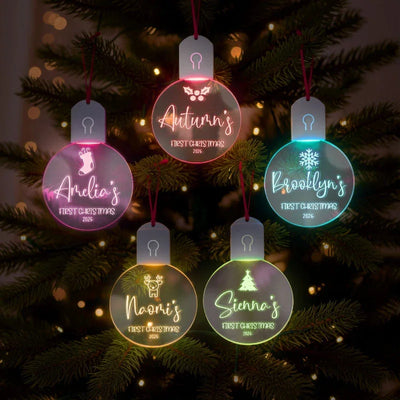 Custom Baby Ornaments – 15 Icon Options- Self-Illuminating, Led-Lit Ornaments