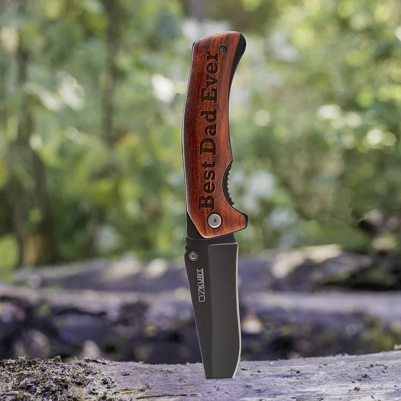 Custom Best Dad Ever Engraved Pocket Knife for Father’s Day - GiftShire