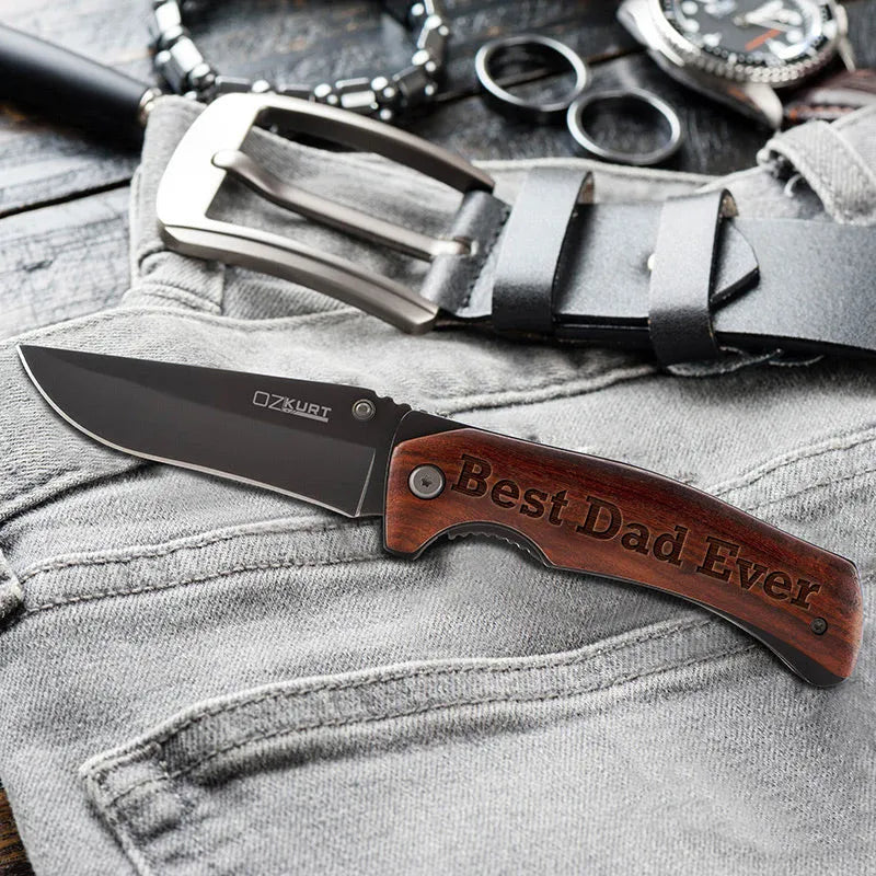 Custom Best Dad Ever Engraved Pocket Knife for Father’s Day - GiftShire