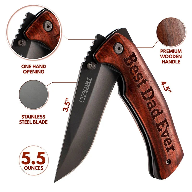 Custom Best Dad Ever Engraved Pocket Knife for Father’s Day - GiftShire