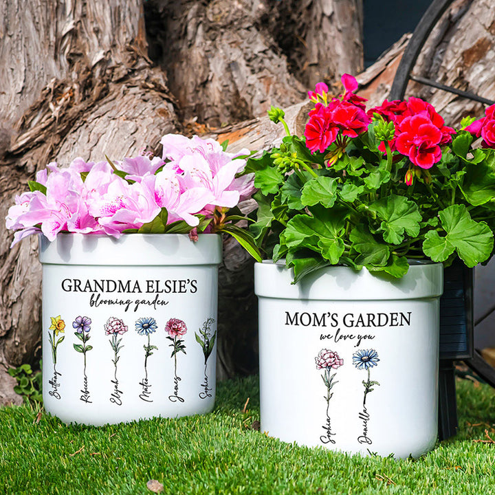 Custom Birth-Flower Ceramic Planter for Mom & Grandma  GiftShire