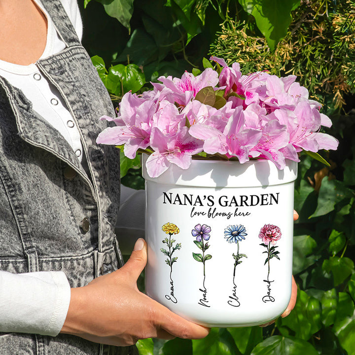 plant pots with names on Custom Birth-Flower Ceramic Planter for Mom & Grandma – GiftShire