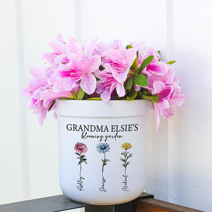 birth flower plant pot Custom Birth-Flower Ceramic Planter for Mom & Grandma – GiftShire