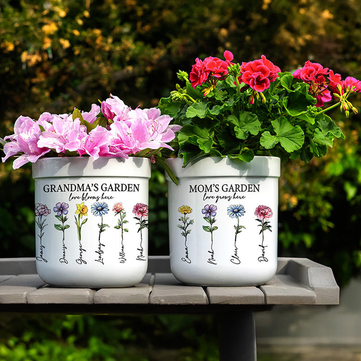 birth flower plant pot Custom Birth-Flower Ceramic Planter for Mom & Grandma – GiftShire