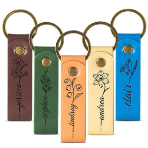 Custom Birth Flower KeyChain - GiftShire