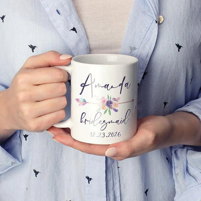 Custom Bridesmaid Arrow Design Mug - GiftShire