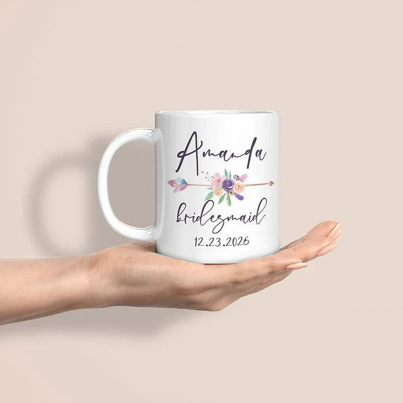 Custom Bridesmaid Arrow Design Mug - GiftShire