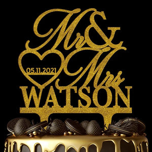Custom Cake Topper with Name and Date - GiftShire