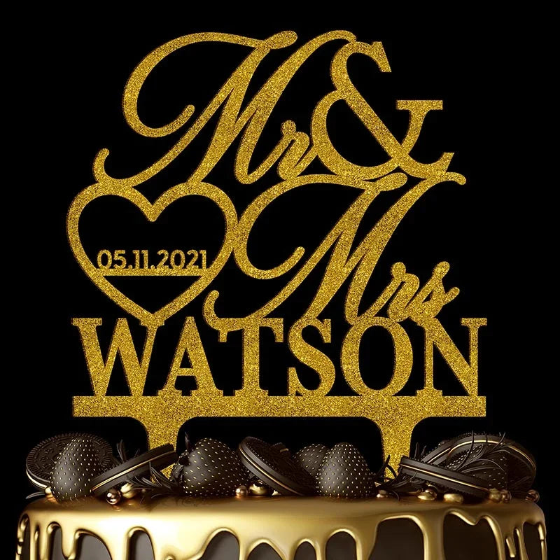 Custom Cake Topper with Name and Date - GiftShire