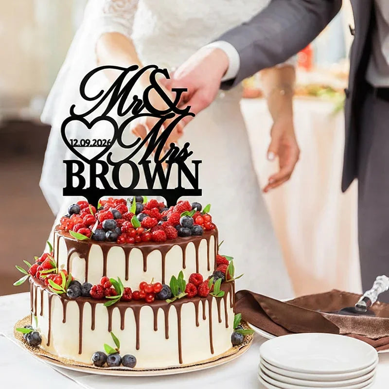 Custom Cake Topper with Name and Date