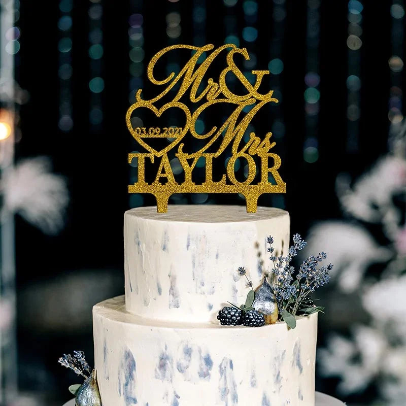 Custom Cake Topper with Name and Date - GiftShire