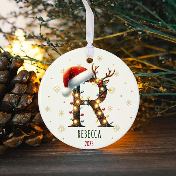 Custom Christmas Light Decoration Initial Ornament