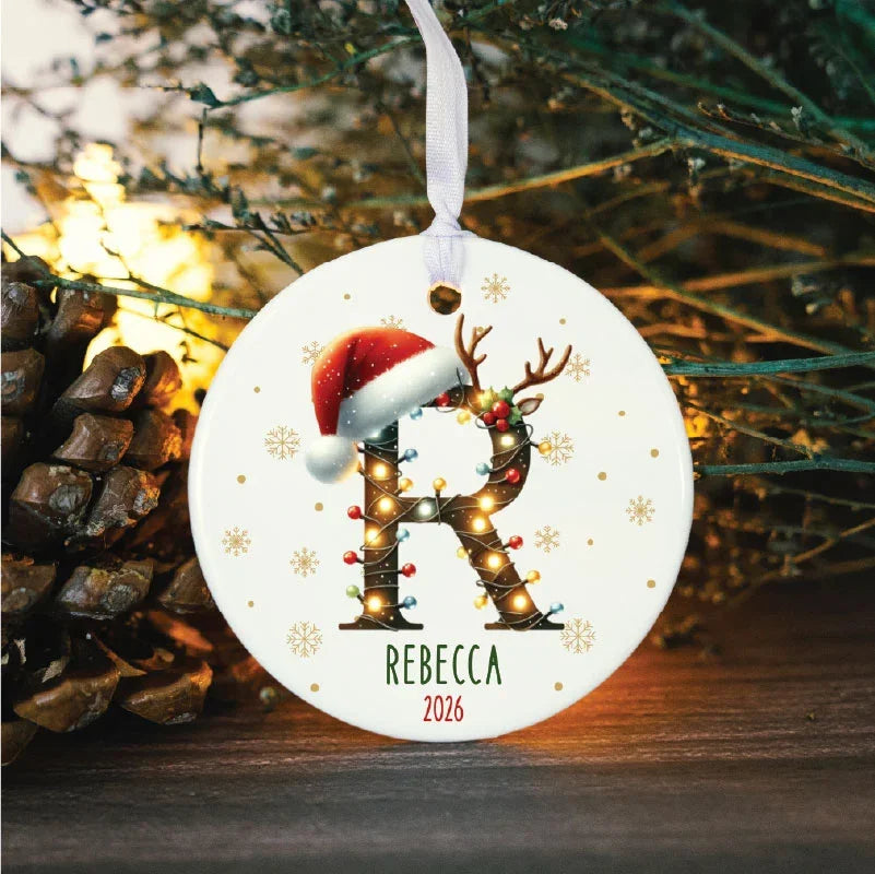 Custom Christmas Light Decoration Initial Ornament