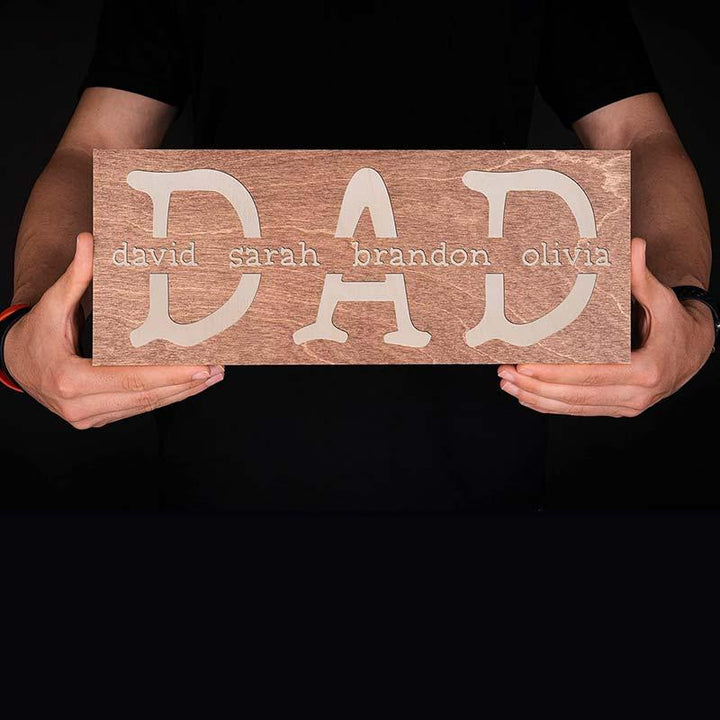 Custom Dad Sign - Personalized Wooden Sign w/ Names, Gift For Dad, Him - GiftShire