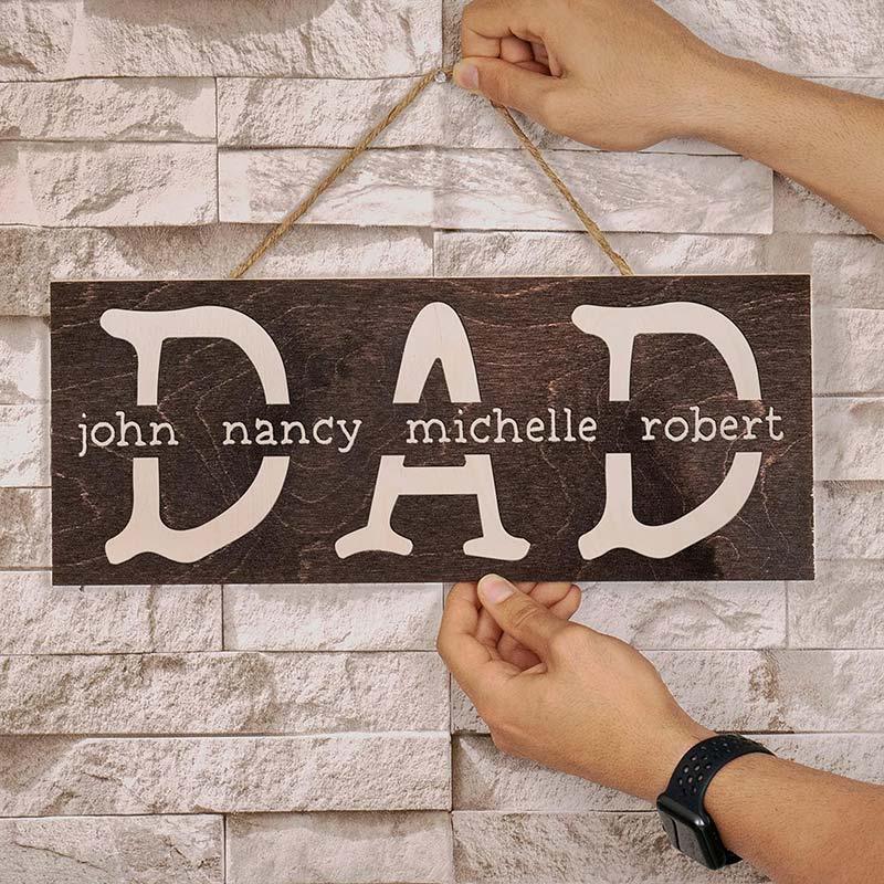 Custom Dad Sign - Personalized Wooden Sign w/ Names, Gift For Dad, Him ...