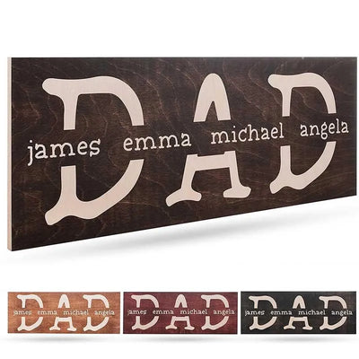 Custom Dad Sign - Personalized Wooden Sign w/ Names, Gift For Dad, Him - GiftShire