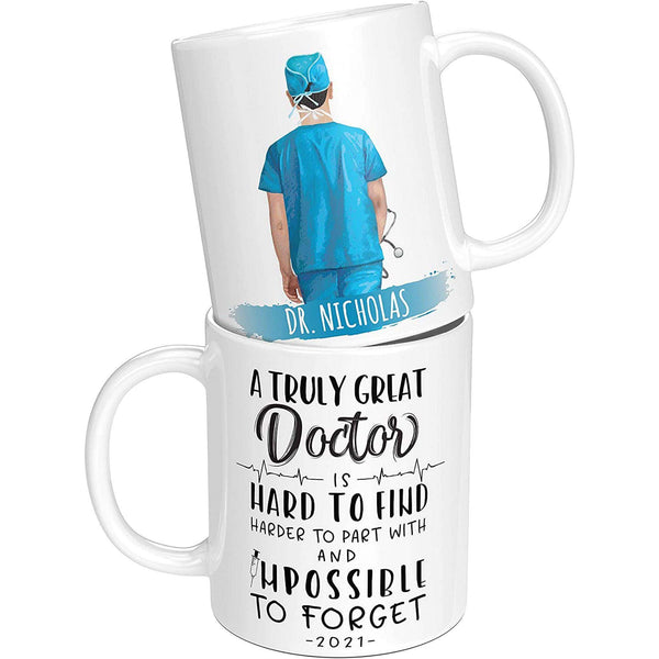 Custom Doctor Coffee Mug, Choose Name, Hair, Skin, Text - Personalized Doctor Gifts for Men | B08WWWZFWB - GiftShire