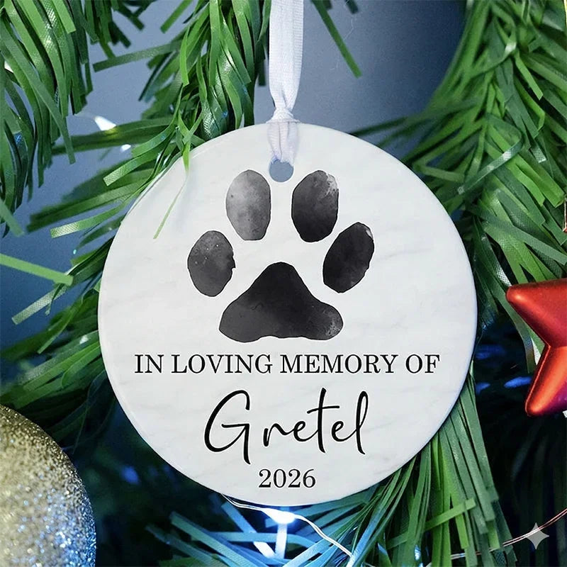 Custom Dog or Cat Photo Christmas Ornament with Name & Year