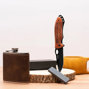 Custom Engraved American Flag Pocket Knife - Stainless Steel - GiftShire