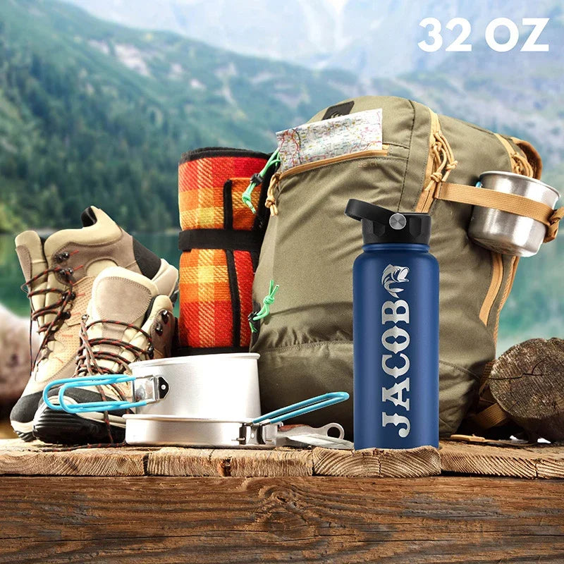 Custom Engraved Dad Icon Water Bottle - Personalized for Him - GiftShire