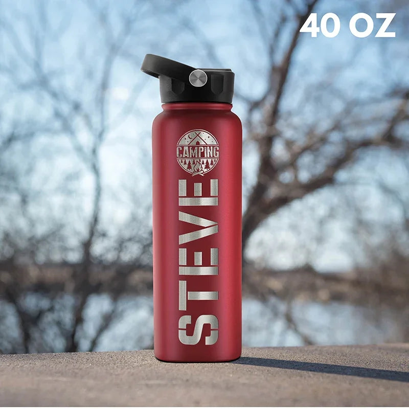 Custom Engraved Dad Icon Water Bottle - Personalized for Him - GiftShire