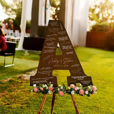Custom Engraved Initial Wedding Guest Book Sign
