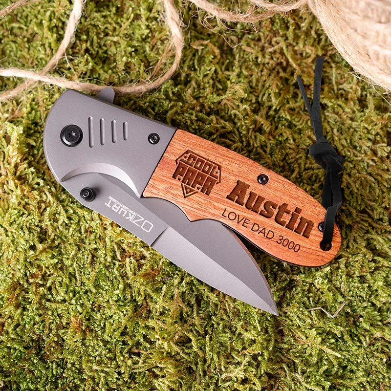 Custom Engraved Wooden Knife with Rosewood Box - GiftShire