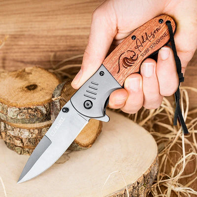 Custom Engraved Wooden Knife with Rosewood Box - GiftShire