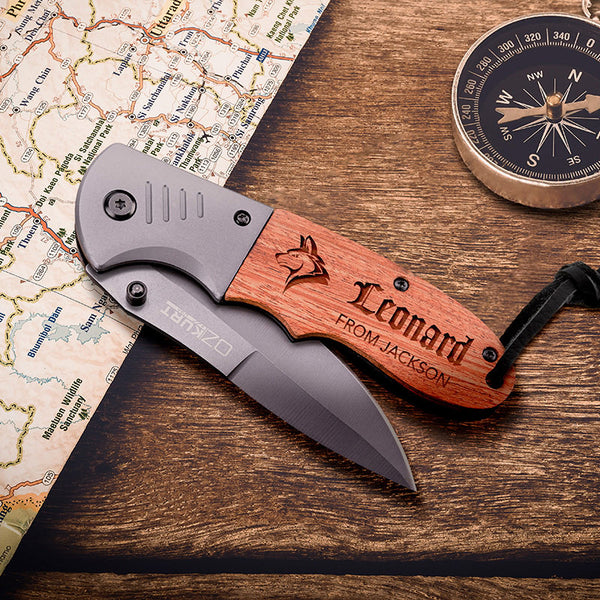 Custom Engraved Wooden Knife with Rosewood Box - GiftShire