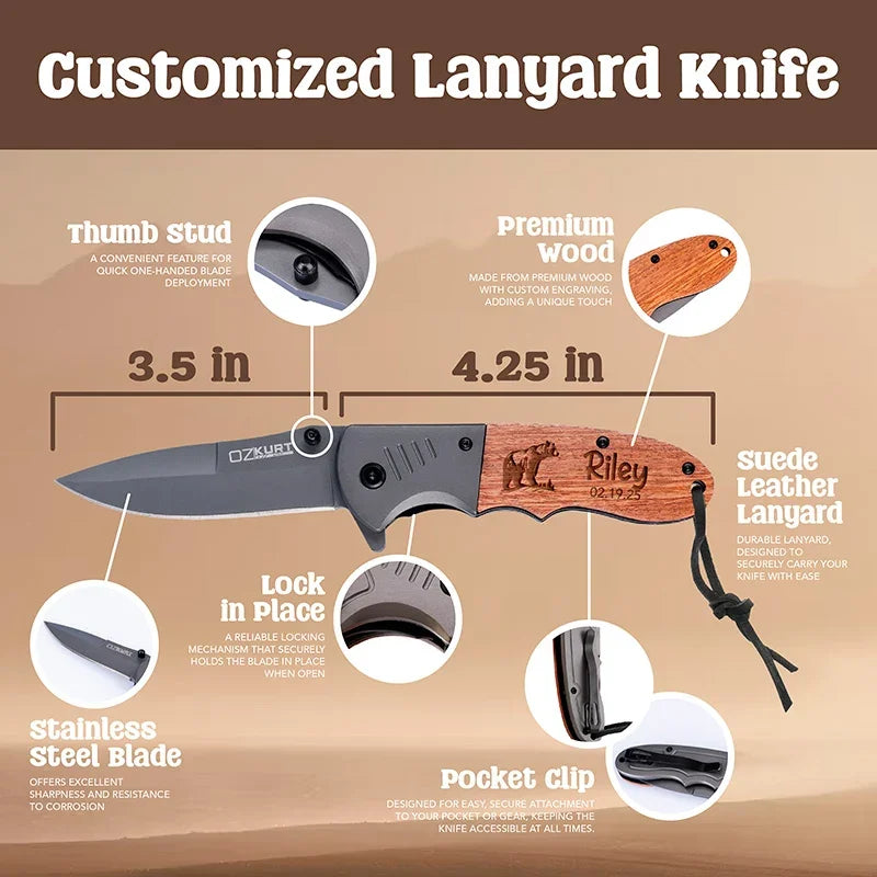 Custom Engraved Wooden Knife with Rosewood Box - GiftShire