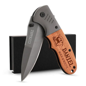 Custom Engraved Wooden Knife with Rosewood Box - GiftShire