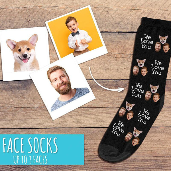 Custom Face Socks w Text - GiftShire