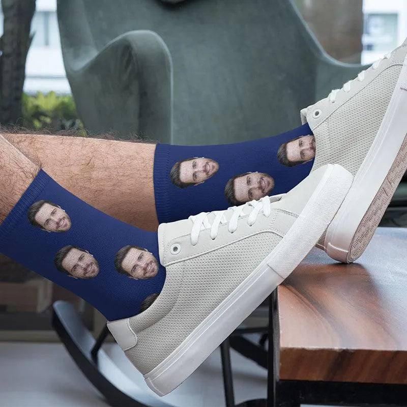 Custom Face Socks w Text - GiftShire
