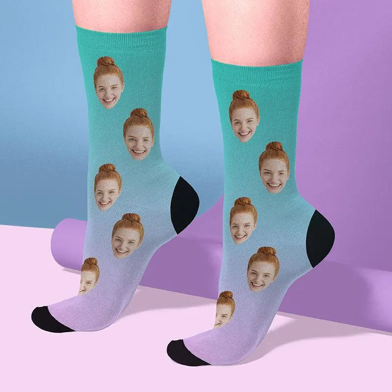 Custom Face Socks w Text - GiftShire