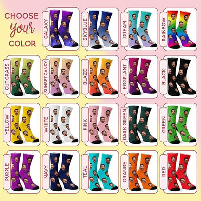 Custom Face Socks w Text - GiftShire