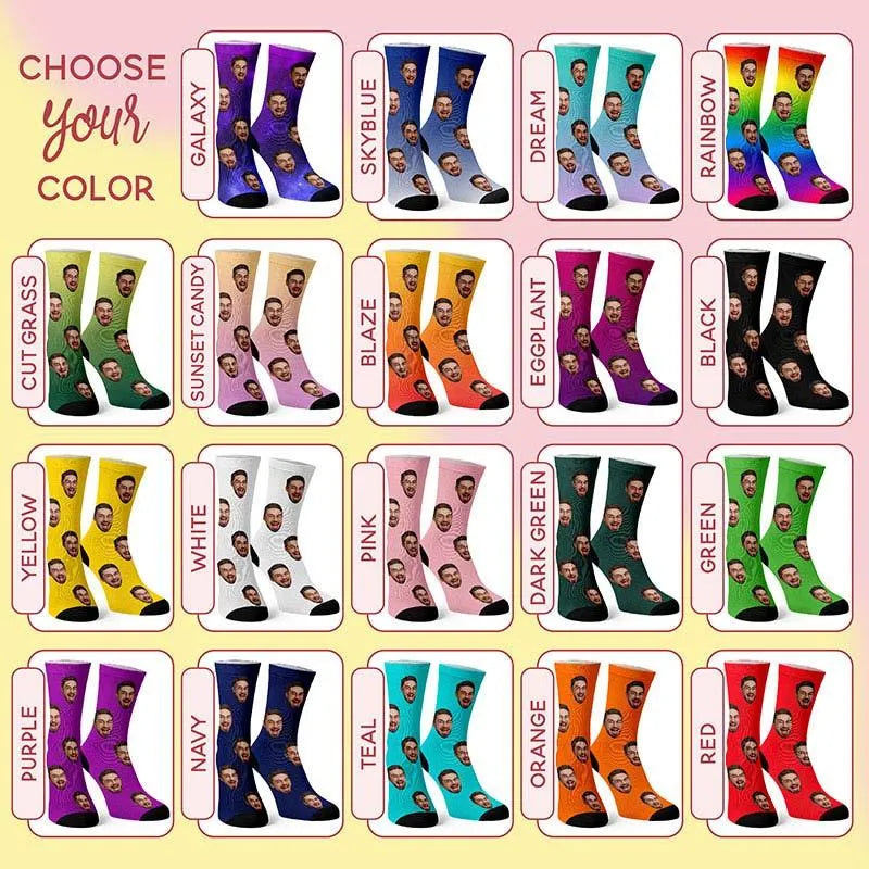 Custom Face Socks w Text - GiftShire