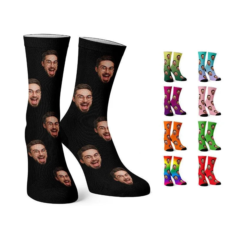 Custom Face Socks w Text - GiftShire