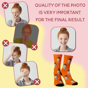 Custom Face Socks w Text - GiftShire