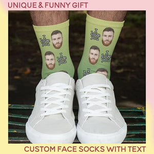 Custom Face Socks w Text - GiftShire
