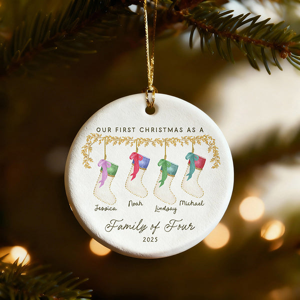 Custom Family Ceramic Bisque Ornaments – Traditional Stocking Designs