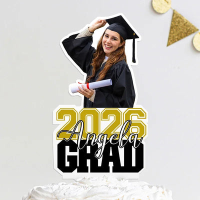 Custom Graduation Cake Topper with Photo, Name, Year - Graduation Party Favors