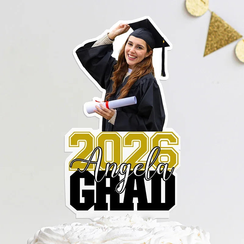 Custom Graduation Cake Topper with Photo, Name, Year - Graduation Party Favors