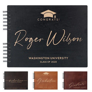 Custom Graduation Guestbook, Wooden Guestbook - GiftShire
