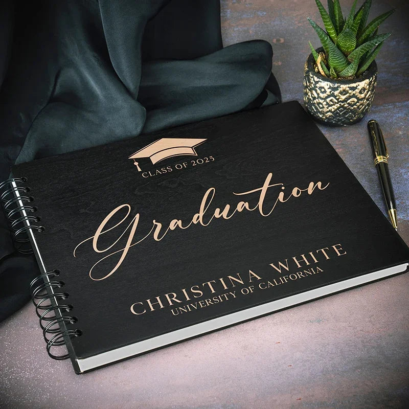 Custom Graduation Guestbook, Wooden Guestbook - GiftShire