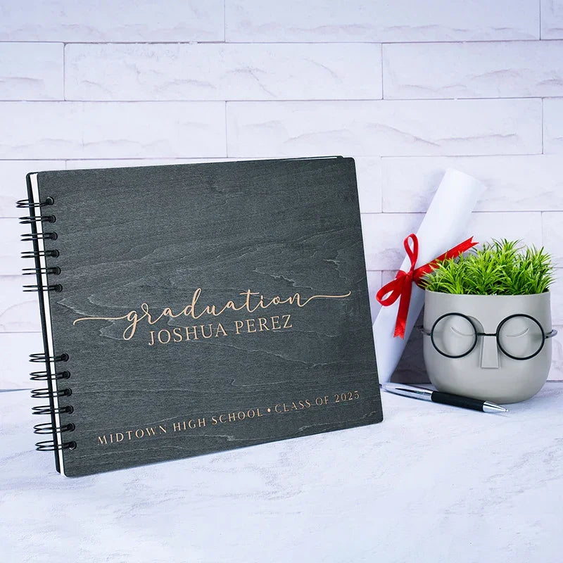 Custom Graduation Guestbook, Wooden Guestbook - GiftShire