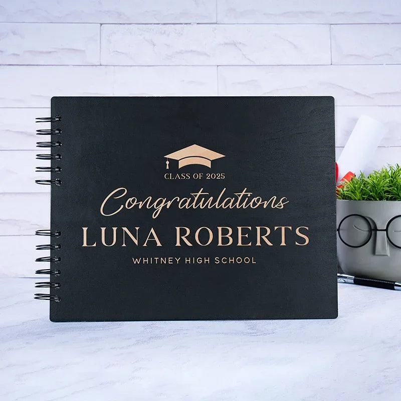 Custom Graduation Guestbook, Wooden Guestbook - GiftShire