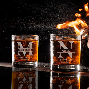 Custom Groomsman Rocks Glass - GiftShire