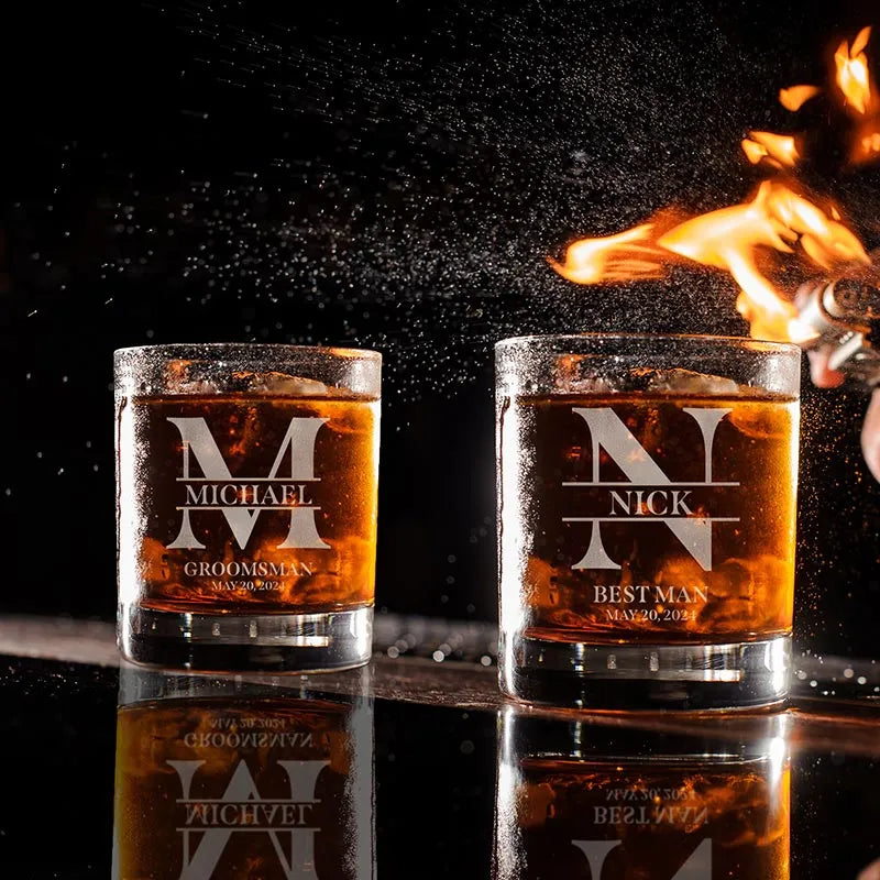 Custom Groomsman Rocks Glass - GiftShire